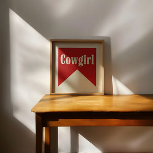 Cowgirl Banner Typography Square Home Decor Art Print Poster