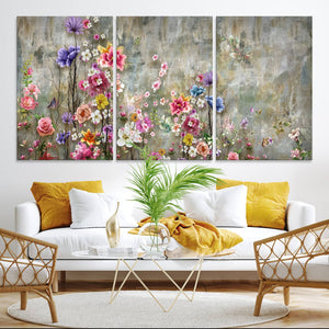 Cozy Flowers Painting on Canvas Wall Art Floral Canvas Print