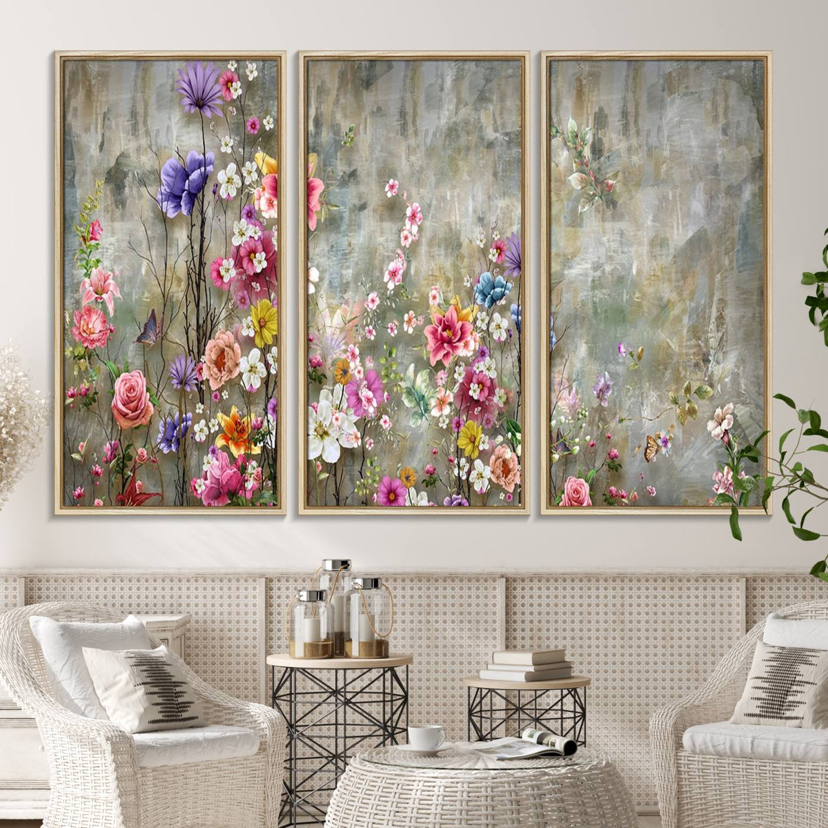 Cozy Flowers Painting on Canvas Wall Art Floral Canvas Print