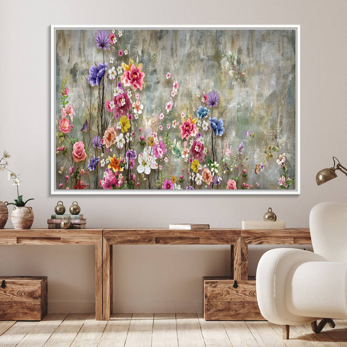 Cozy Flowers Painting on Canvas Wall Art Floral Canvas Print