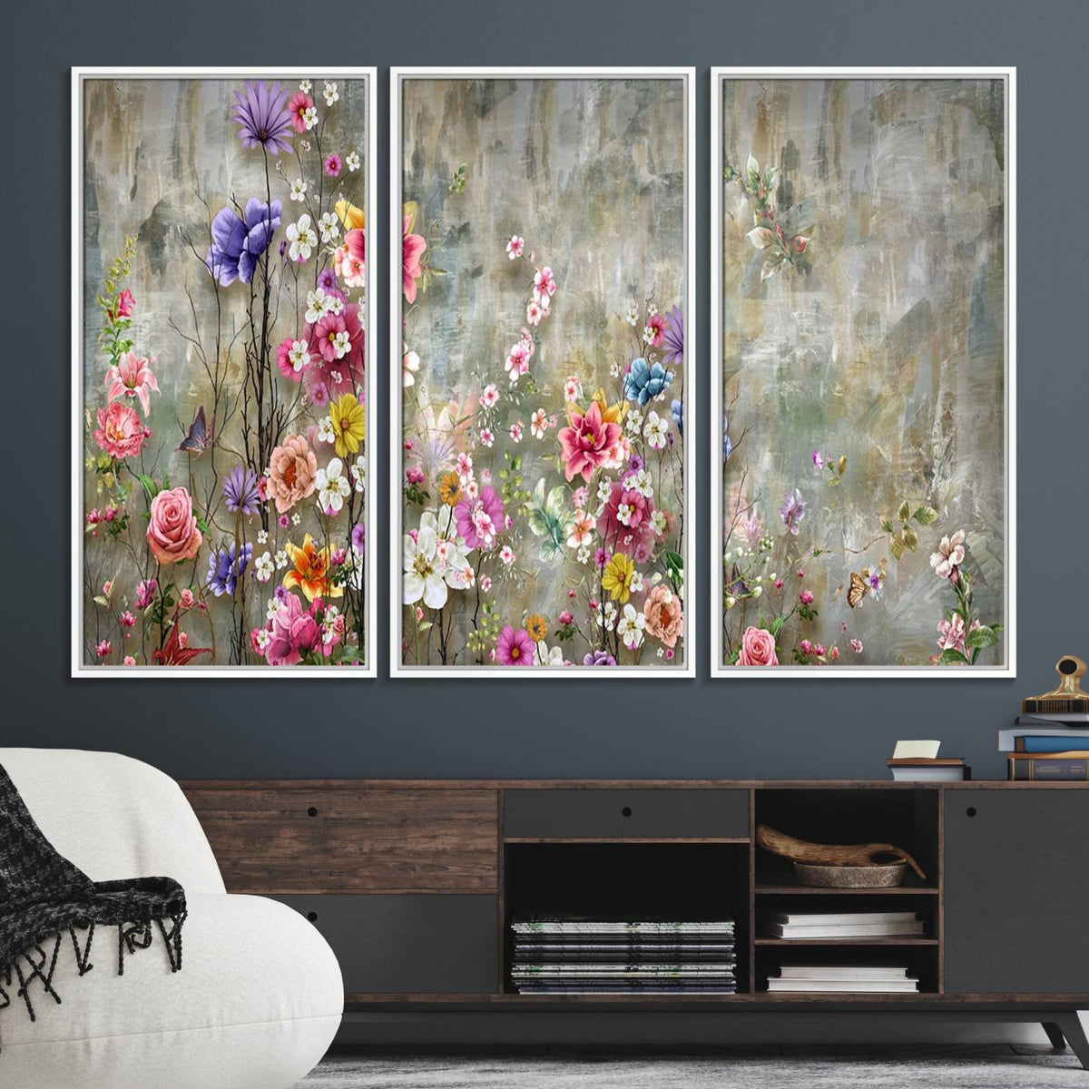 Cozy Flowers Painting on Canvas Wall Art Floral Canvas Print