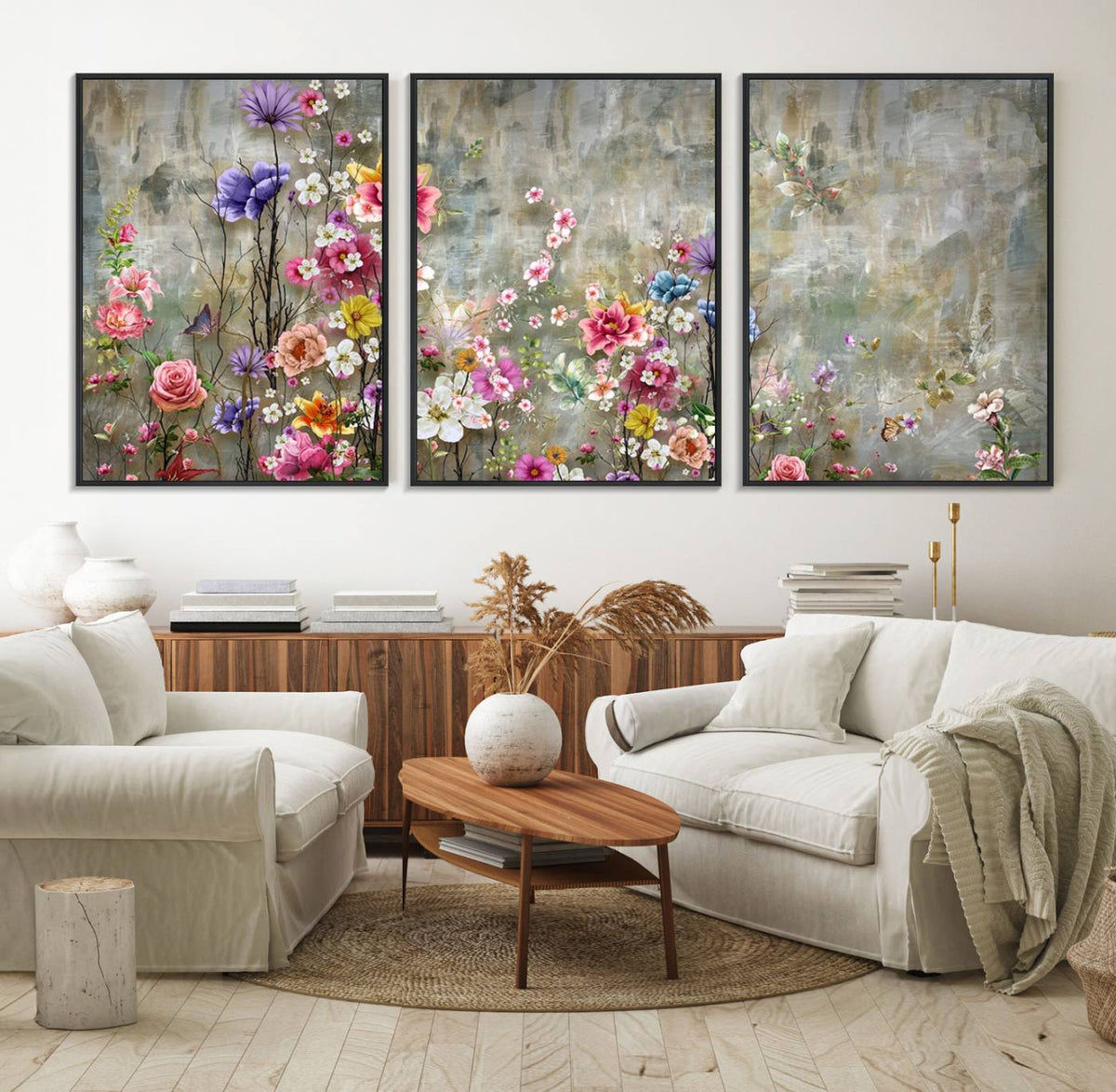 Cozy Flowers Painting on Canvas Wall Art Floral Canvas Print