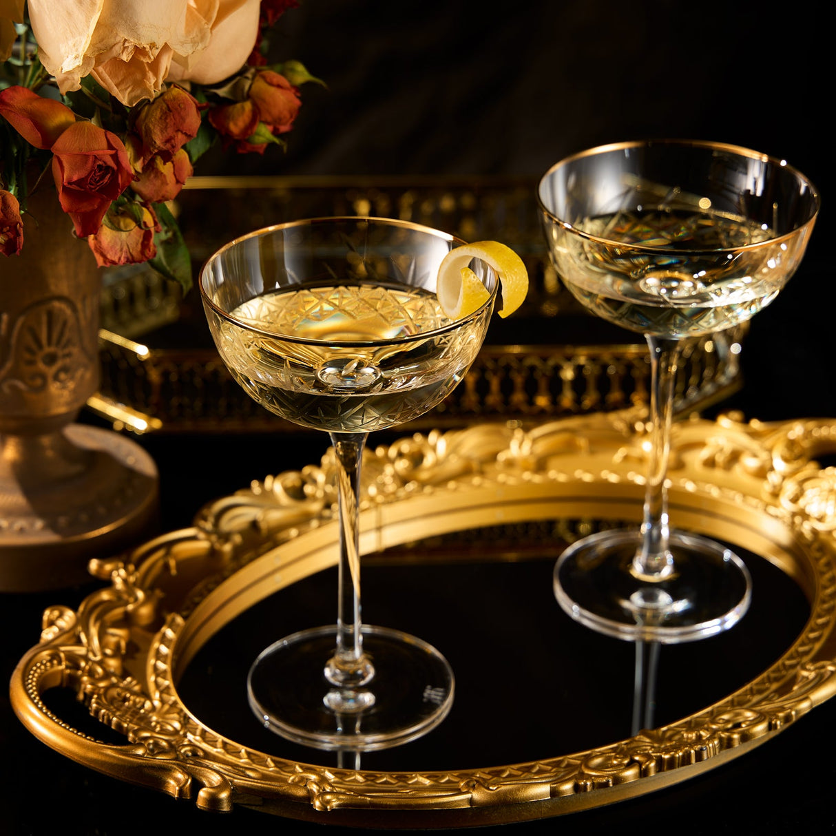 Basilica Champagne Coupe Cocktail Glassware, Set of 2