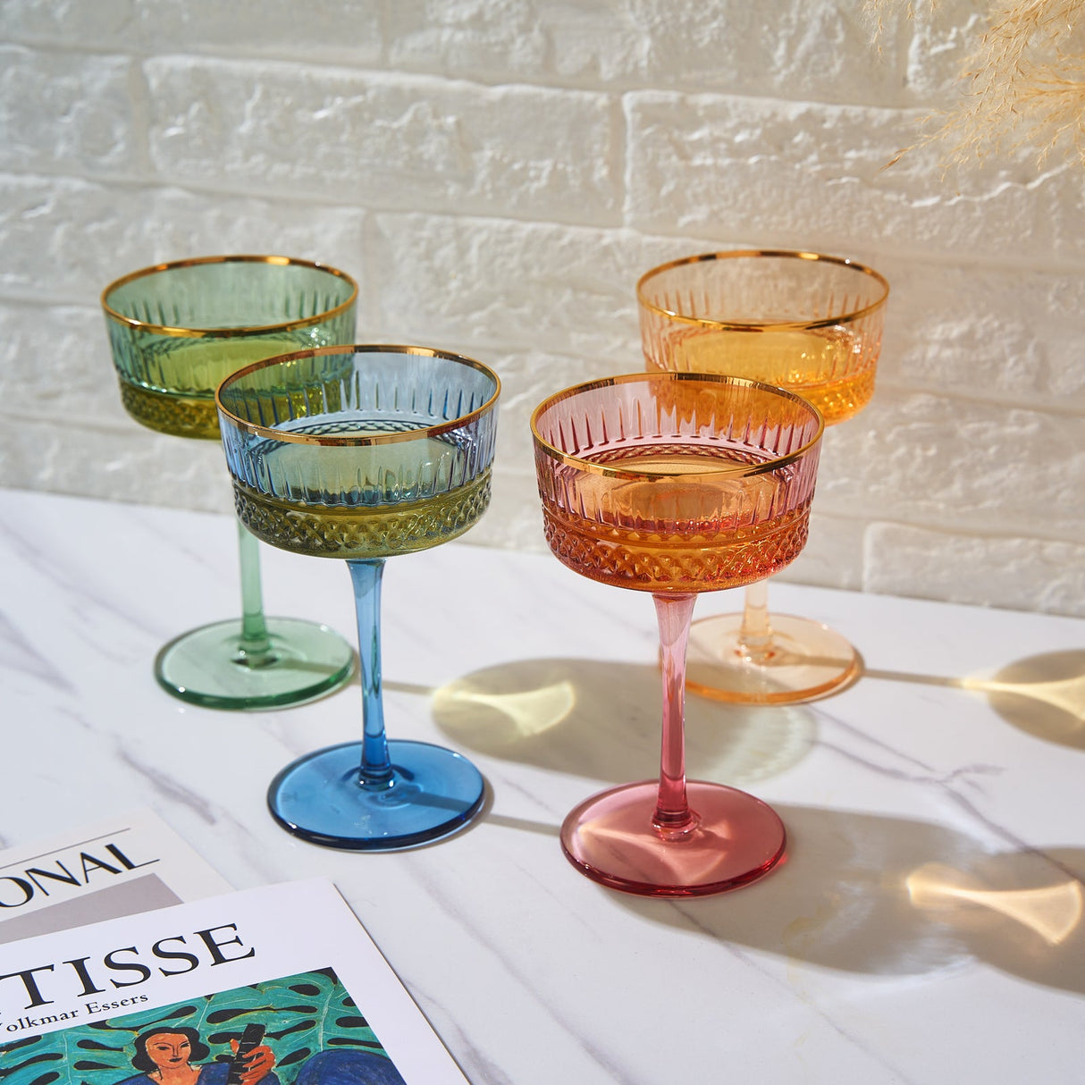 Duomo Champagne Coupe Cocktail Glassware, Set of 4