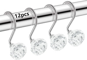 Set of 12 Rust Resistant Shower Curtain Hooks - 6 Designs