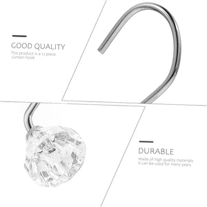 Set of 12 Rust Resistant Shower Curtain Hooks - 6 Designs