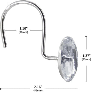 Set of 12 Rust Resistant Shower Curtain Hooks - 6 Designs