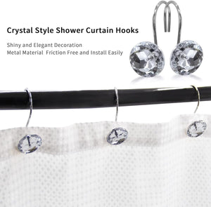 Set of 12 Rust Resistant Shower Curtain Hooks - 6 Designs