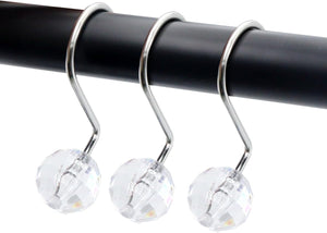 Set of 12 Rust Resistant Shower Curtain Hooks - 6 Designs