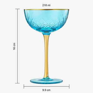 Bellissimo Crystal Champagne Coupe Cocktail Glassware, Set of 2