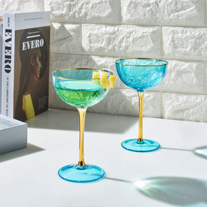Bellissimo Crystal Champagne Coupe Cocktail Glassware, Set of 2