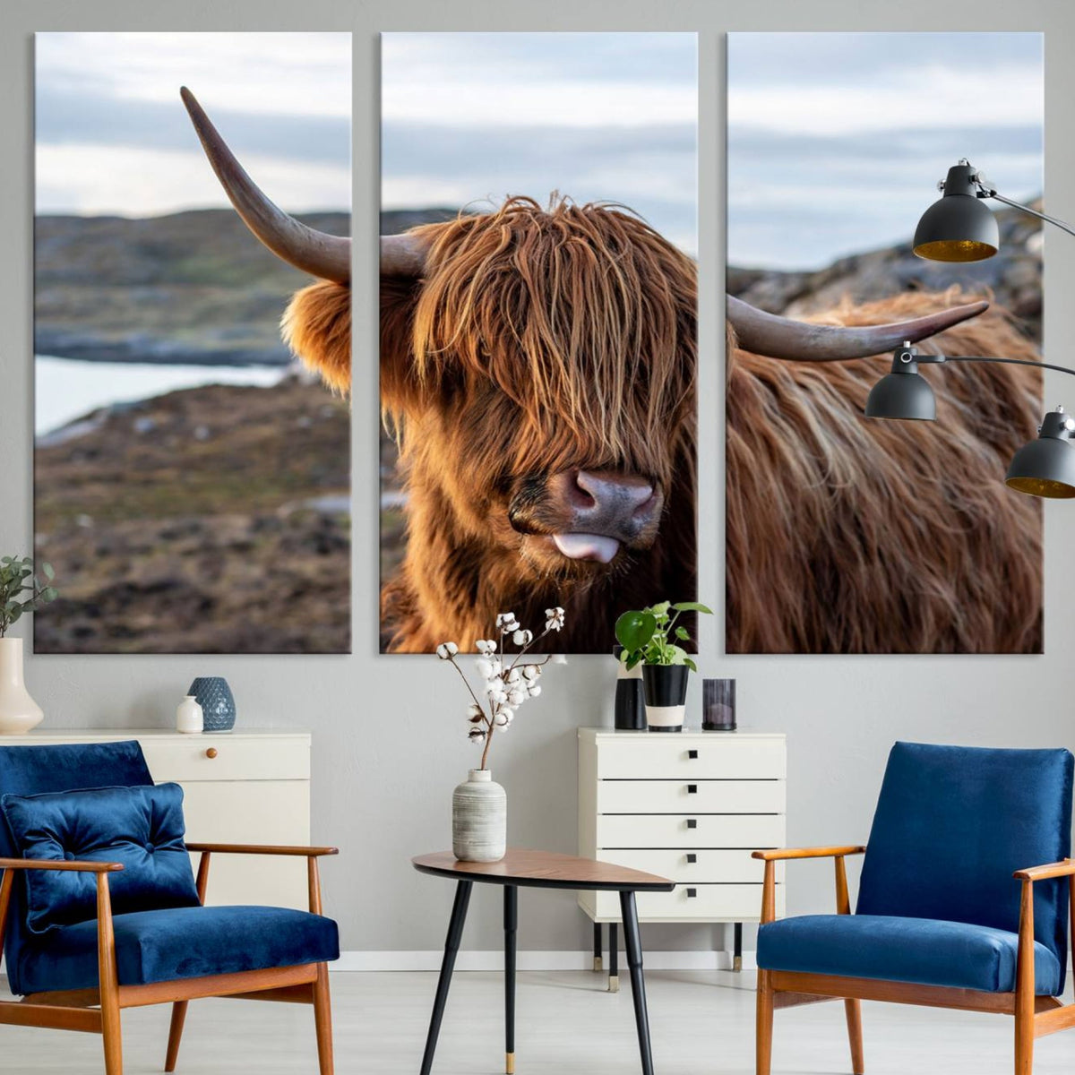 Cuddly Highland Cow Canvas Photo Wall Art Print Highlands