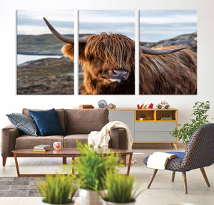 Cuddly Highland Cow Canvas Photo Wall Art Print Highlands