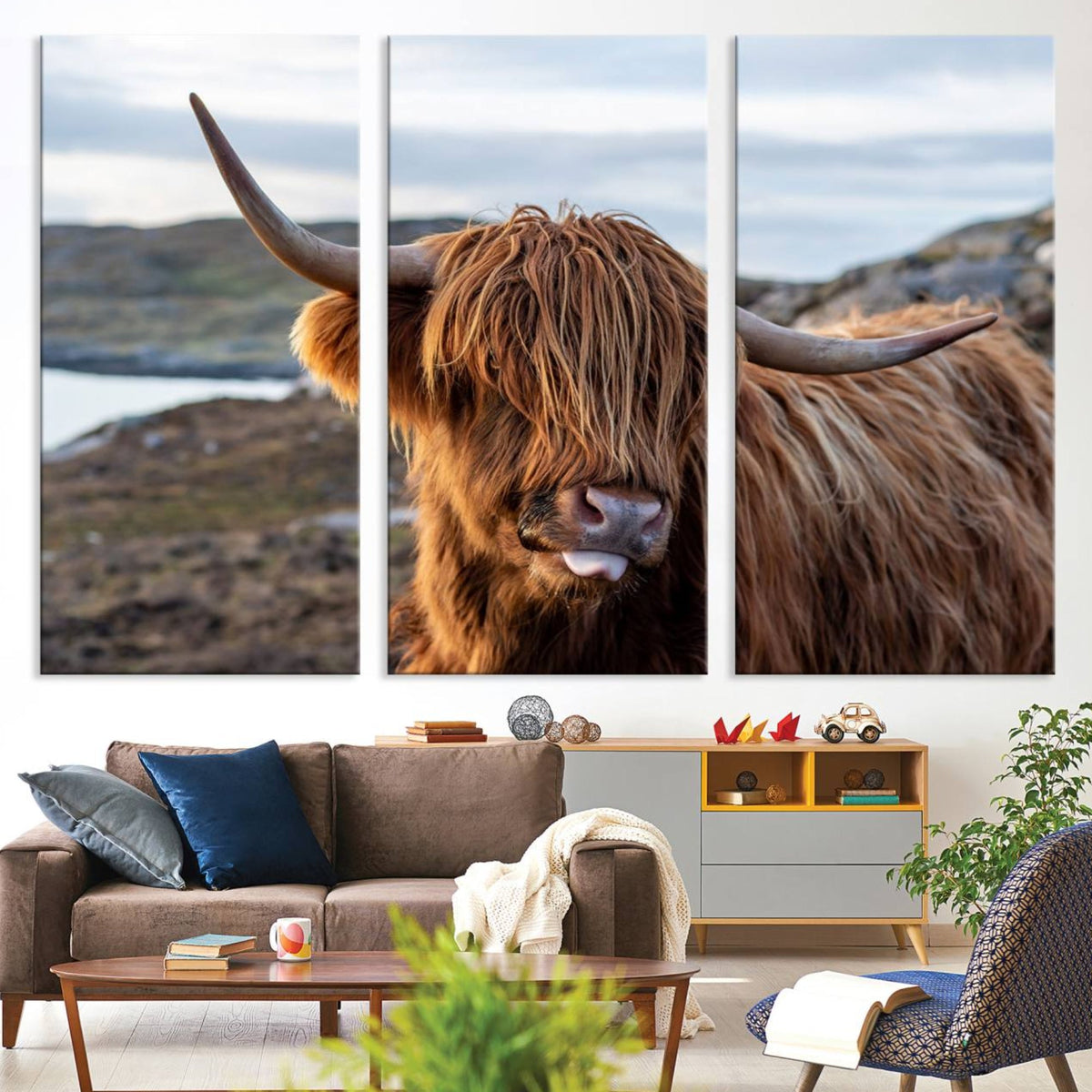 Cuddly Highland Cow Canvas Photo Wall Art Print Highlands