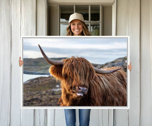 Cuddly Highland Cow Canvas Photo Wall Art Print Highlands