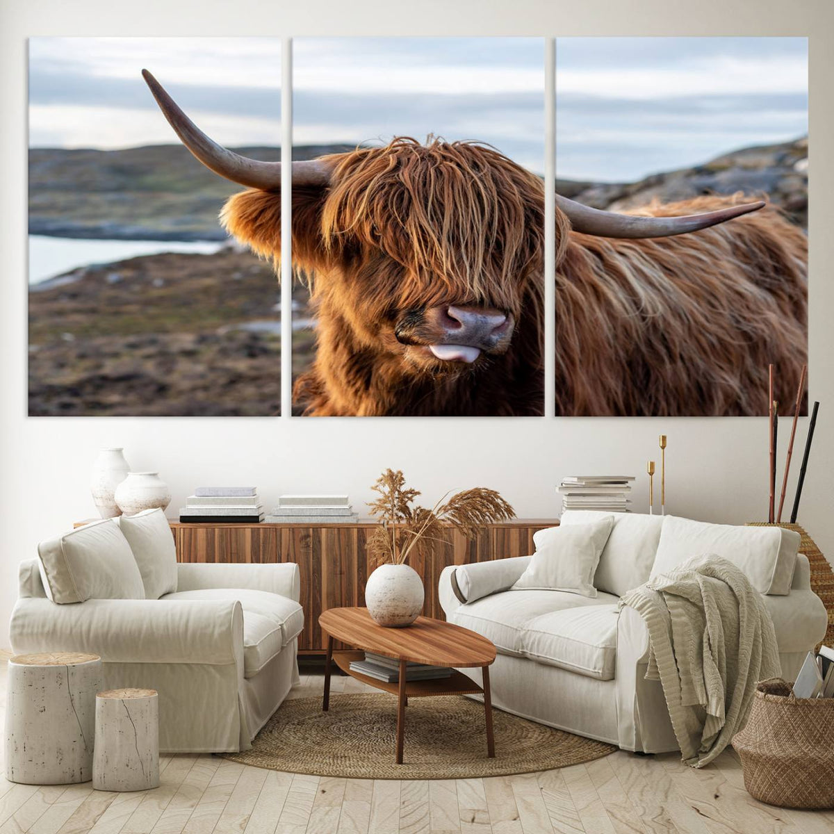 Cuddly Highland Cow Canvas Photo Wall Art Print Highlands