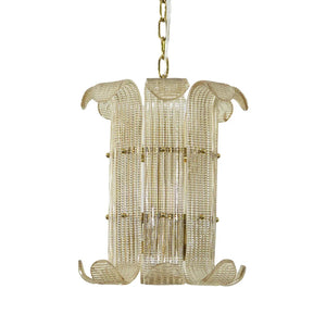 Curved Ribbed Glass Drum Chandelier – Gold Slat Pendant Light E12/E14