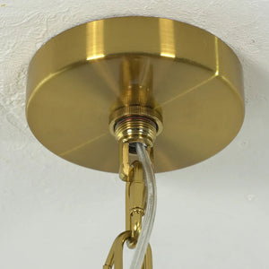 Curved Ribbed Glass Drum Chandelier – Gold Slat Pendant Light E12/E14