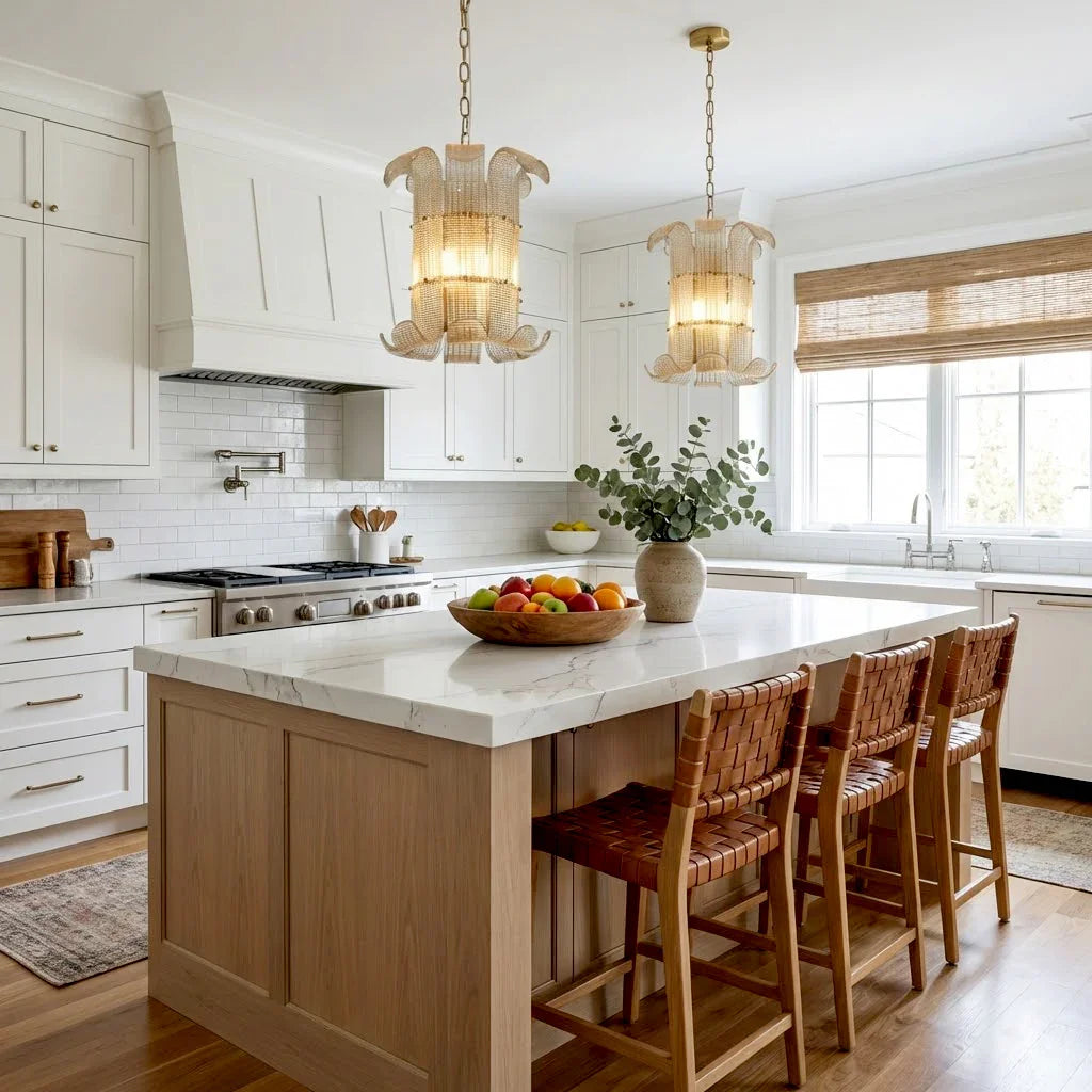 Curved Ribbed Glass Drum Chandelier – Gold Slat Pendant Light E12/E14