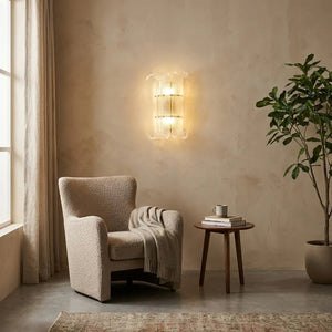 Curved Glass Drum Wall Lamp – Vintage Gold Black Grid Glass Sconce E12/E14