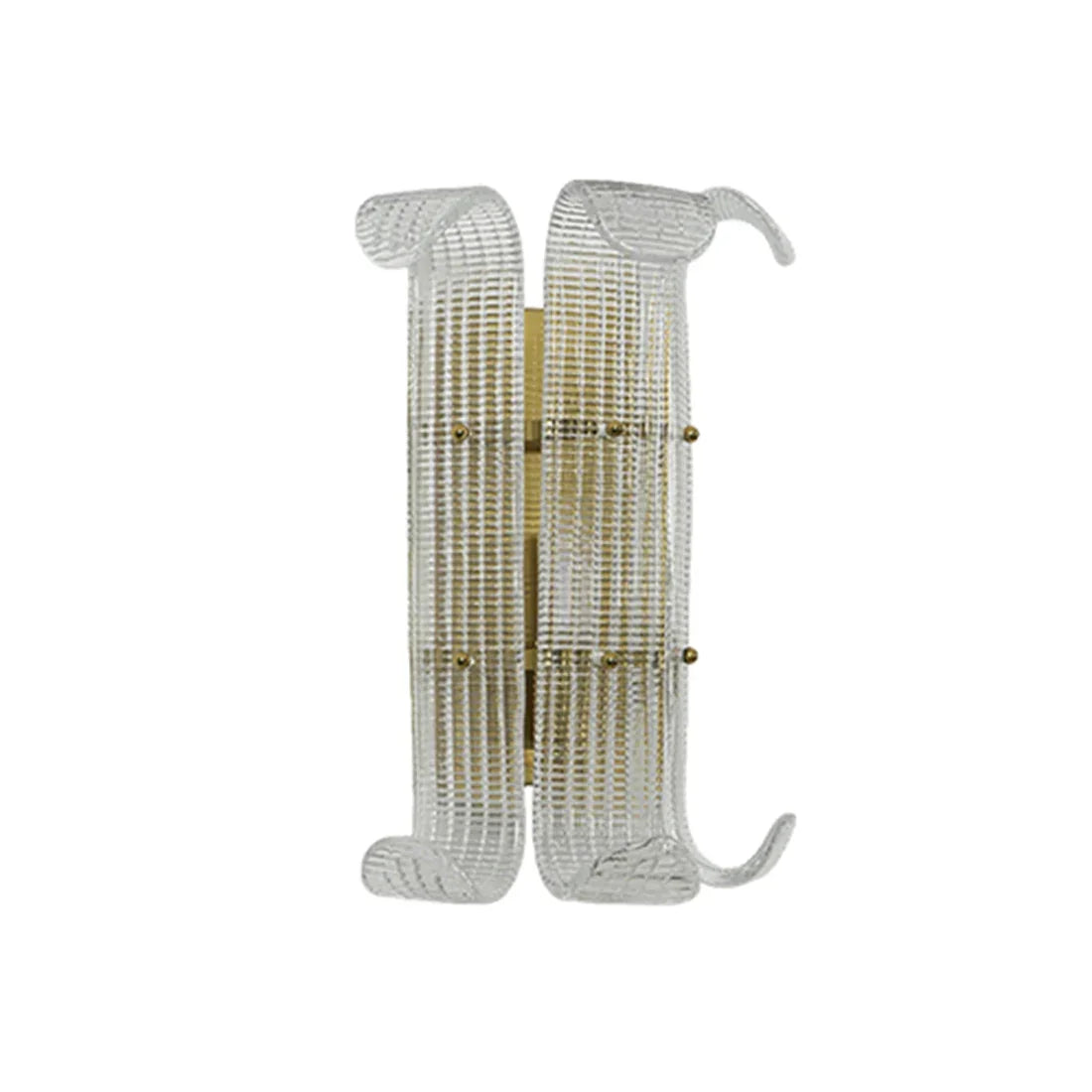 Curved Glass Drum Wall Lamp – Vintage Gold Black Grid Glass Sconce E12/E14