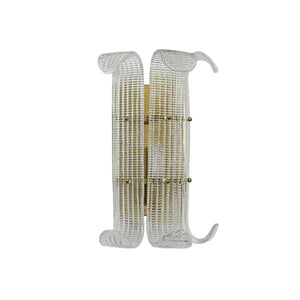 Curved Glass Drum Wall Lamp – Vintage Gold Black Grid Glass Sconce E12/E14