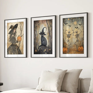 Witchy Halloween Fall Decor Modern Wall Art Print
