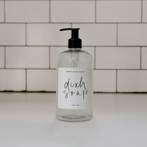 16oz Clear Plastic Dish Soap Dispenser - White Label
