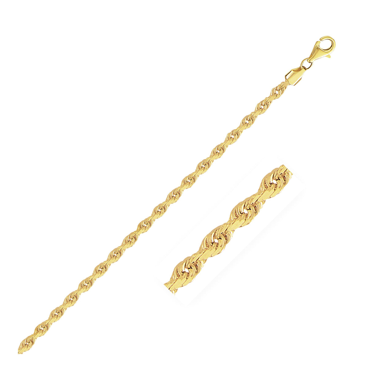2.75mm 10k Yellow Gold Solid Diamond Cut Rope Chain – Tuesday Morning