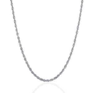 3.0mm 14k White Gold Solid Diamond Cut Rope Chain