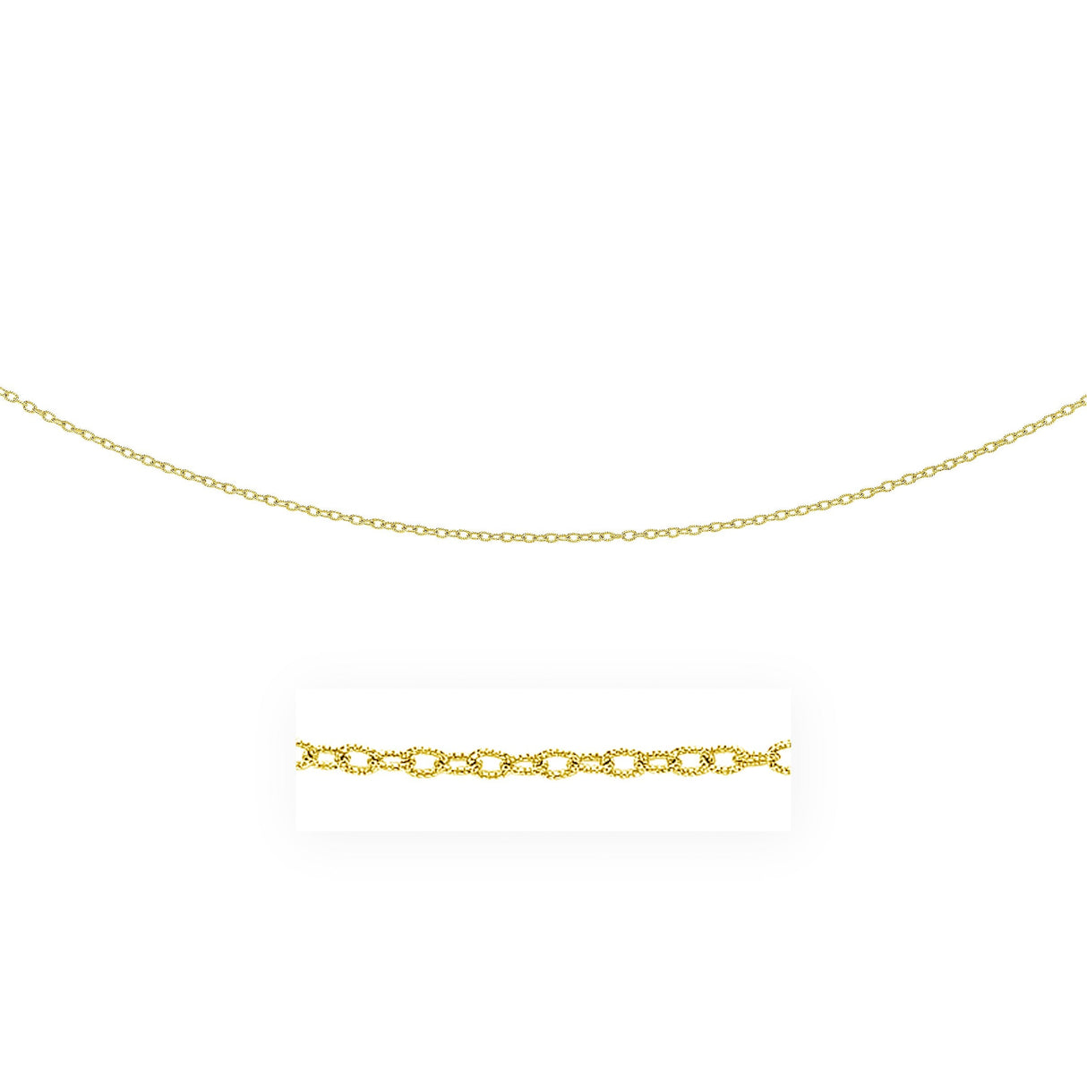 2.5mm 14k Yellow Gold Pendant Chain with Textured Links