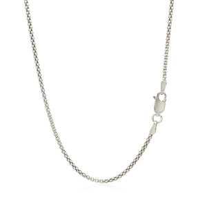 Rhodium Plated 1.8mm Sterling Silver Popcorn Style Chain