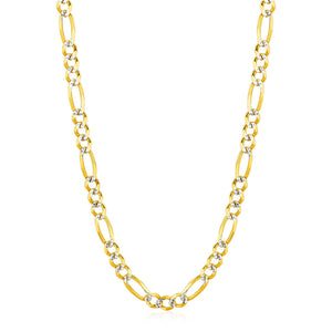6.0mm 14K Yellow Gold Solid Pave Figaro Chain