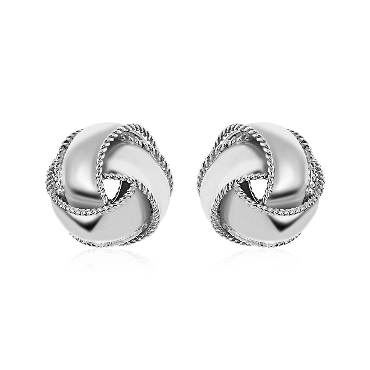 Textured and Polished Love Knot Earrings in Sterling Silver