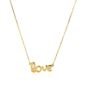 14k Yellow Gold Script LOVE Necklace