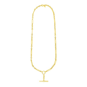 14k Yellow Gold Alternating Oval and Round Chain Necklace with Toggle