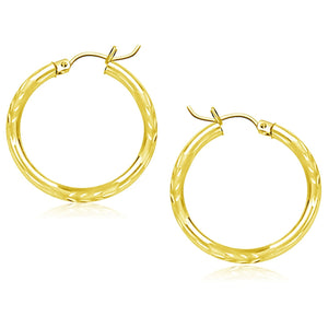 10k Yellow Gold Diamond Cut Hoop Earrings (25mm)