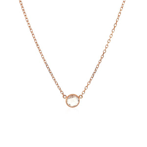 14k Rose Gold 17 inch Necklace with Round White Topaz