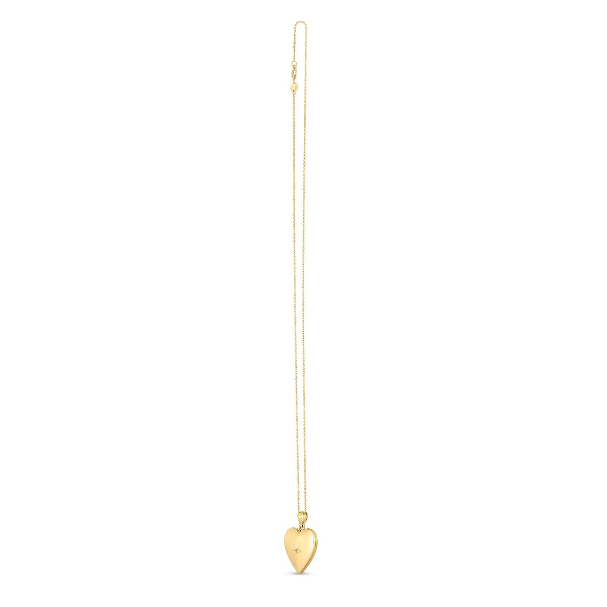 14k Yellow Gold Diamond Heart Locket Necklace