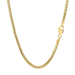 14k Yellow Gold Solid Round Box Chain 2.5 mm