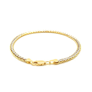 Two-Toned Fine Wheat Chain Bracelet in 10k Yellow and White Gold