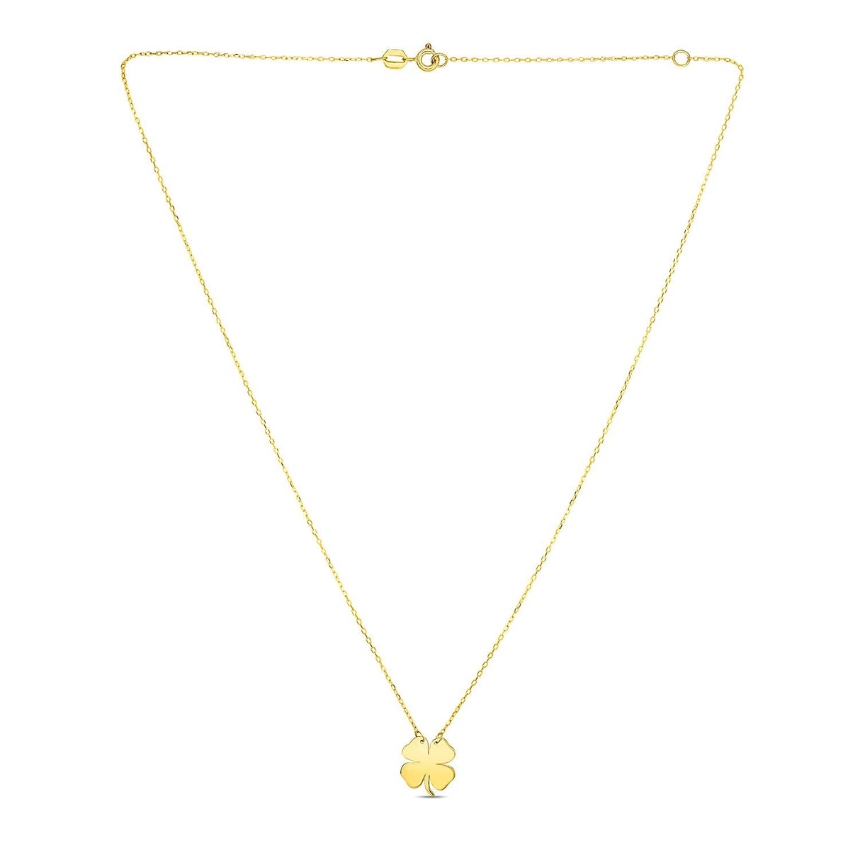 14K Yellow Gold Four Leaf Clover Necklace