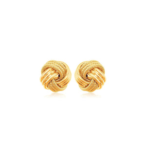 10k Yellow Gold Love Knot with Ridge Texture Earrings