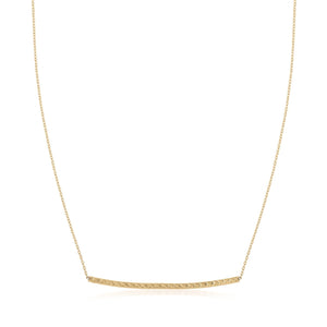 14k Yellow Gold Thin Textured Bar Necklace