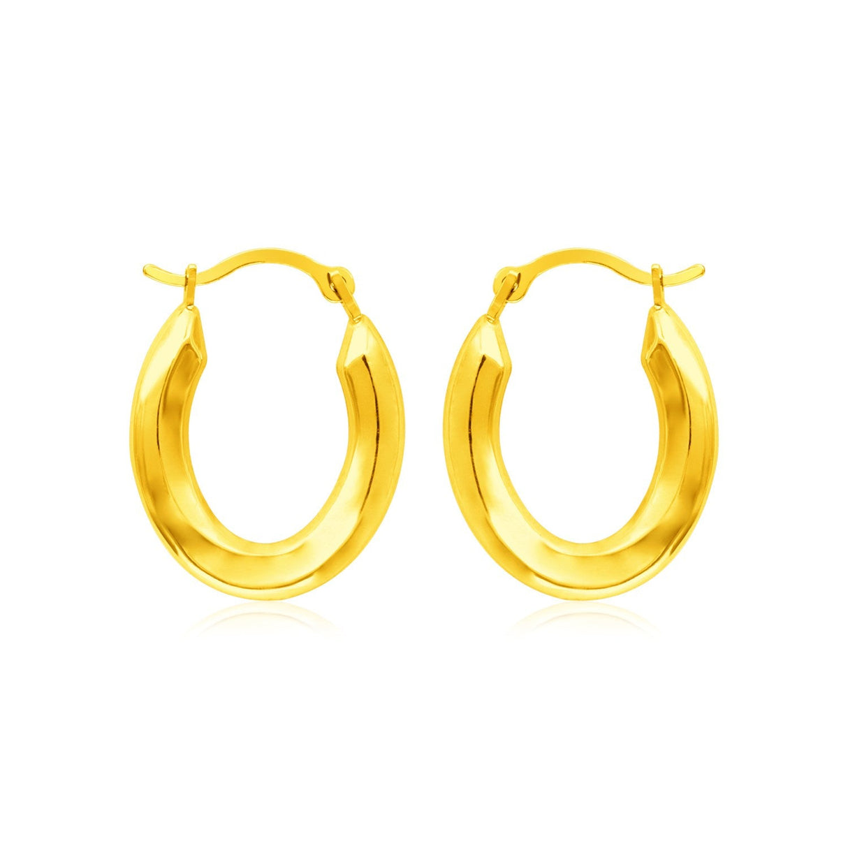 14k Yellow Gold Polished Oval Hoop Earrings