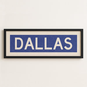 Framed Dallas Blue and White Bus Scroll