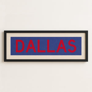 Framed Dallas Blue and Red Bus Scroll