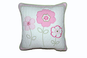 Greta Floral Stripe Pink Real Patchwork Cotton Reversible Quilt Bedding Set