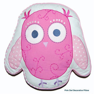 Pink Owl Cute Embroidered Novelty Decor Throw Pillow