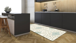 Rustic Medallion Cream 20" x 55" Anti-Fatigue Kitchen Runner Mat